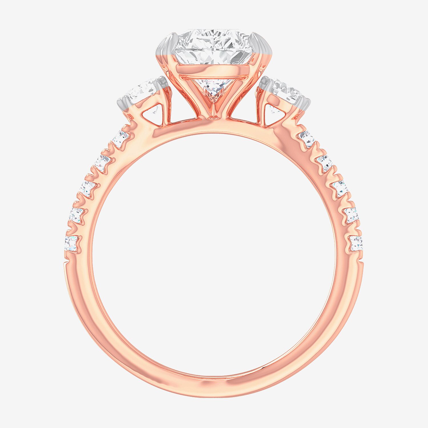 (G-H / Si1-Si2) Womens 2 1/2 CT. T.W. Lab Grown White Diamond 14K Gold Pear Side Stone 3-Stone Engagement Ring