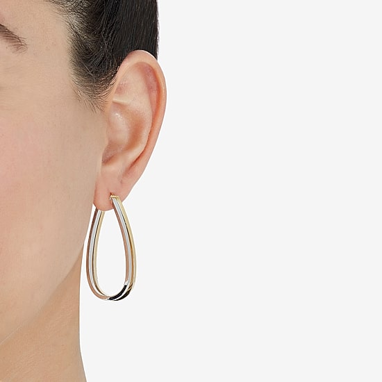 Made in Italy Womens 14K Two Tone Gold 40mm Round Hoop Earrings