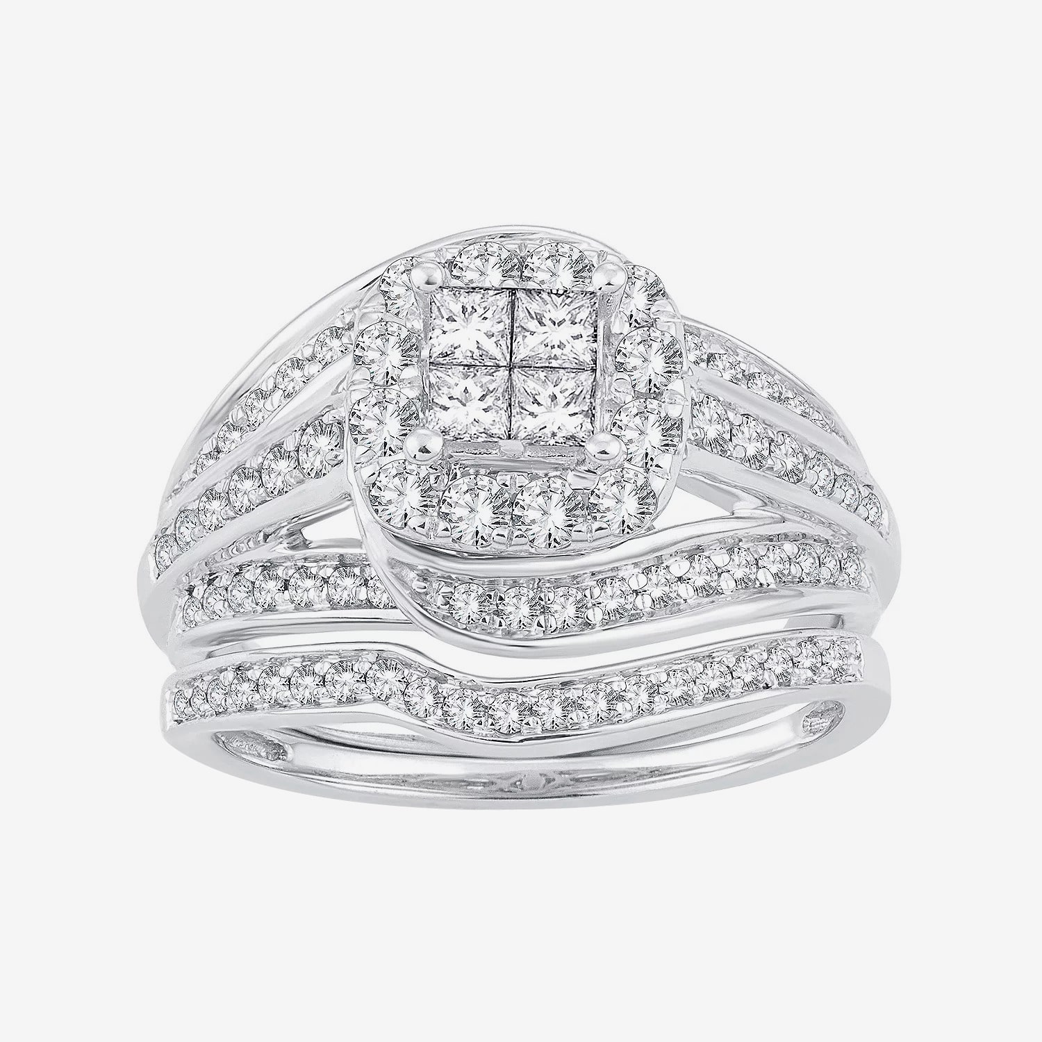 Womens 1 CT. T.W. Natural White Diamond 10K Gold Cushion Bridal Set