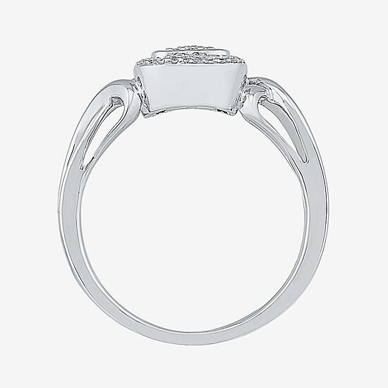 Womens 1/6 CT. T.W. Natural White Diamond Sterling Silver Cushion Engagement Ring
