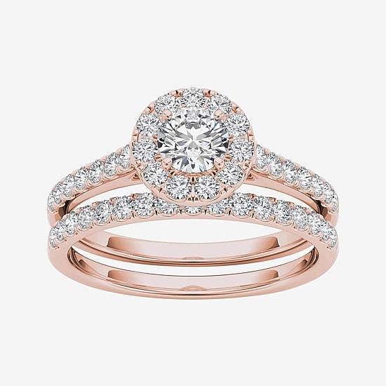 1 CT.T.W. Natural Diamond 10K Rose Gold Bridal Set