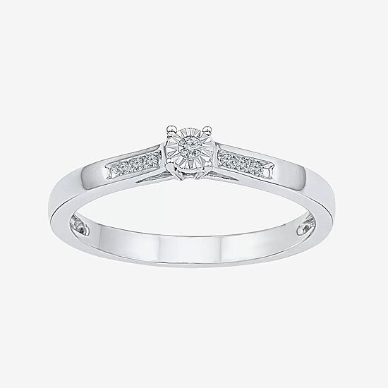 Promise My Love Womens Diamond Accent Natural White Diamond Sterling Silver Round Promise Ring