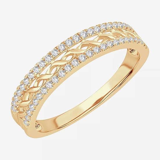 Womens 1/5 CT. Natural White Diamond 10K Gold Anniversary Wedding Band