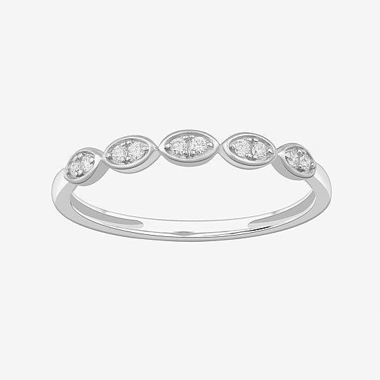 Stackable Ring (H-I / Si1-Si2) Diamond Accent Lab Grown White Diamond 10K Gold Marquise Wedding Band