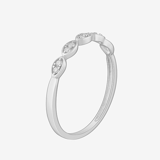 Stackable Ring (H-I / Si1-Si2) Diamond Accent Lab Grown White Diamond 10K Gold Marquise Wedding Band