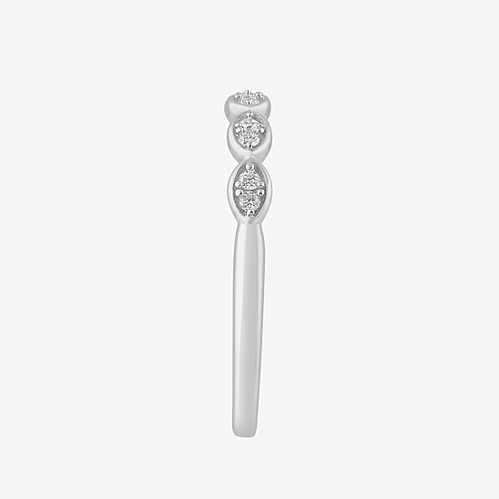 Stackable Ring (H-I / Si1-Si2) Diamond Accent Lab Grown White Diamond 10K Gold Marquise Wedding Band