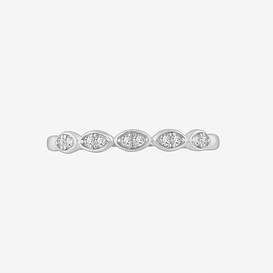 Stackable Ring (H-I / Si1-Si2) Diamond Accent Lab Grown White Diamond 10K Gold Marquise Wedding Band