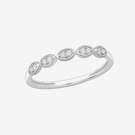 Stackable Ring (H-I / Si1-Si2) Diamond Accent Lab Grown White Diamond 10K Gold Marquise Wedding Band