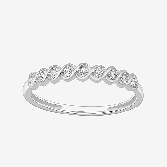 Stackable Ring (H-I / Si1-Si2) Diamond Accent Lab Grown White Diamond 10K  Gold Square Wedding Band