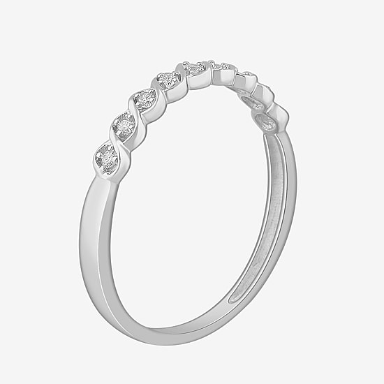 Stackable Ring (H-I / Si1-Si2) Diamond Accent Lab Grown White Diamond 10K  Gold Square Wedding Band