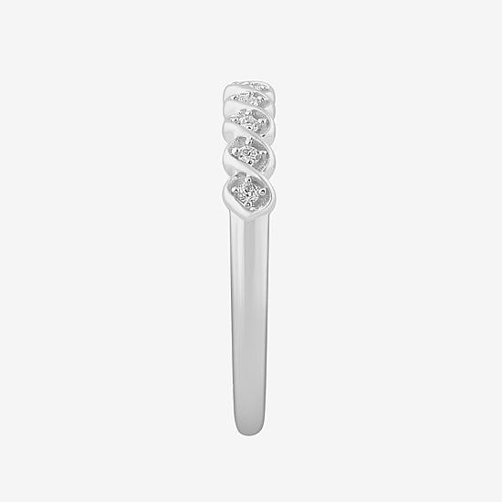 Stackable Ring (H-I / Si1-Si2) Diamond Accent Lab Grown White Diamond 10K  Gold Square Wedding Band