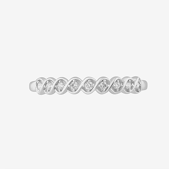 Stackable Ring (H-I / Si1-Si2) Diamond Accent Lab Grown White Diamond 10K  Gold Square Wedding Band