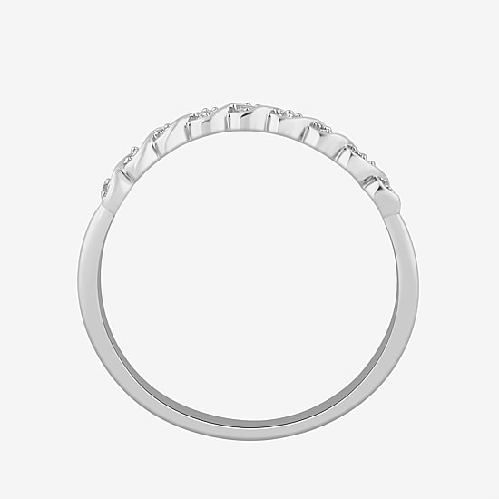 Stackable Ring (H-I / Si1-Si2) Diamond Accent Lab Grown White Diamond 10K  Gold Square Wedding Band