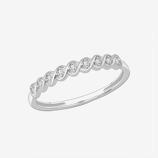 Stackable Ring (H-I / Si1-Si2) Diamond Accent Lab Grown White Diamond 10K  Gold Square Wedding Band