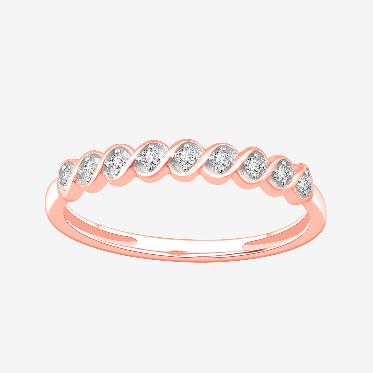 Stackable Ring (H-I / Si1-Si2) Diamond Accent Lab Grown White 10K Gold Square Wedding Band