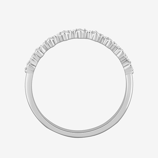 Stackable Ring (H-I / Si1-Si2) Diamond Accent Lab Grown White Diamond 10K  Gold Square Wedding Band