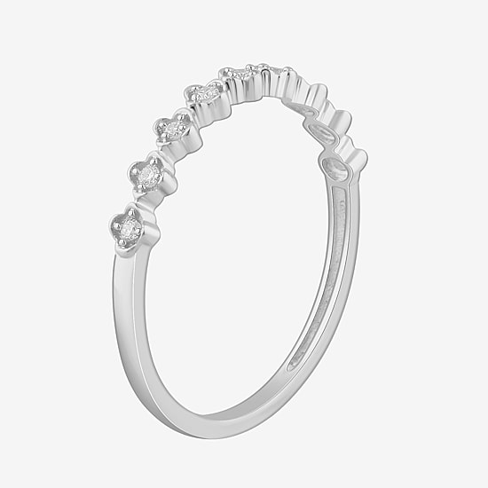 Stackable Ring (H-I / Si1-Si2) Diamond Accent Lab Grown White Diamond 10K  Gold Square Wedding Band