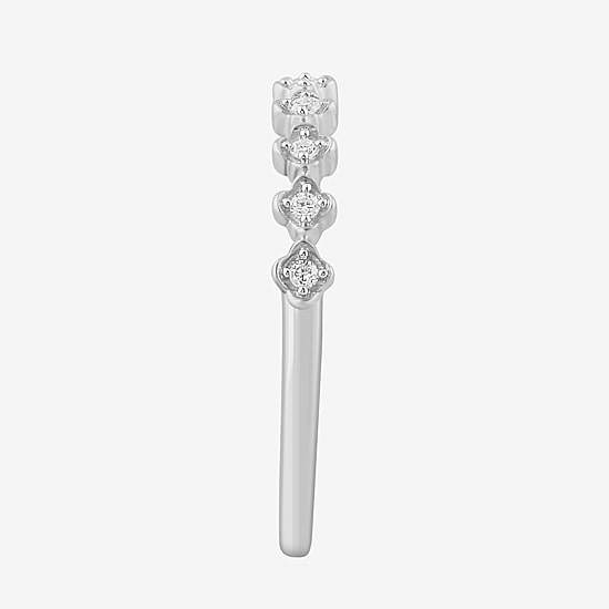 Stackable Ring (H-I / Si1-Si2) Diamond Accent Lab Grown White Diamond 10K  Gold Square Wedding Band