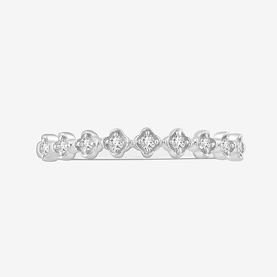 Stackable Ring (H-I / Si1-Si2) Diamond Accent Lab Grown White Diamond 10K  Gold Square Wedding Band