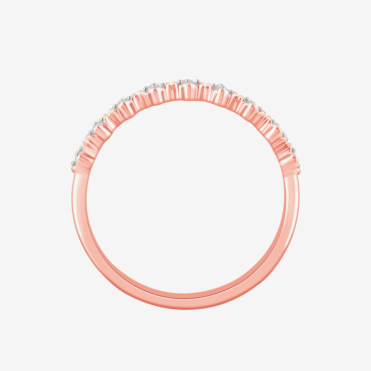Stackable Ring (H-I / Si1-Si2) Diamond Accent Lab Grown White 10K  Gold Square Wedding Band
