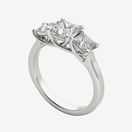 2 CT.T.W. Natural Diamond 14K White Gold 3-Stone Engagement Ring