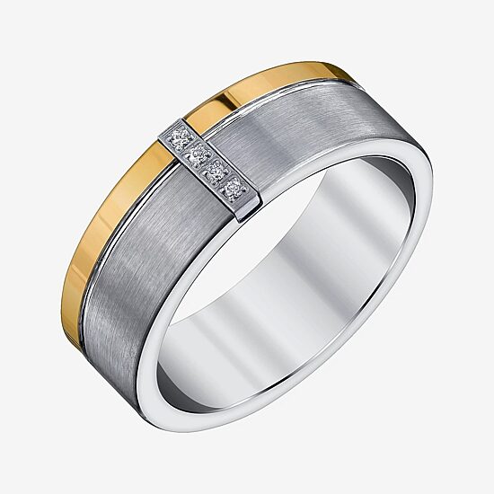 Mens 8MM Diamond Accent Natural White Diamond Tungsten Wedding Band