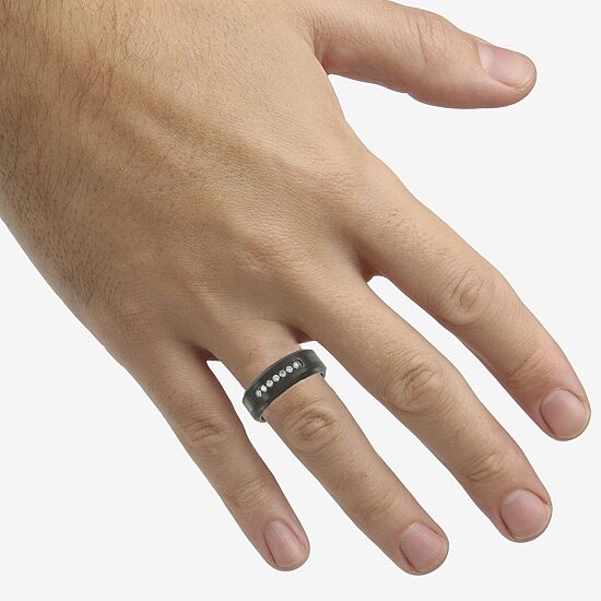 Mens 8MM 1/5 CT. Natural White Diamond Tungsten Wedding Band