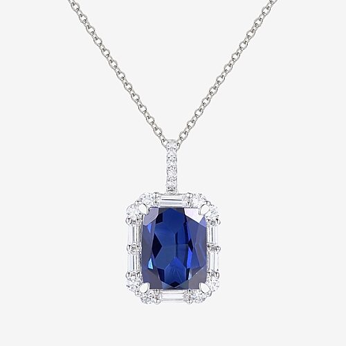 FINE JEWELRY Womens Gemstone Sterling Silver Pendant Necklace, One Size, Blue Sapphire