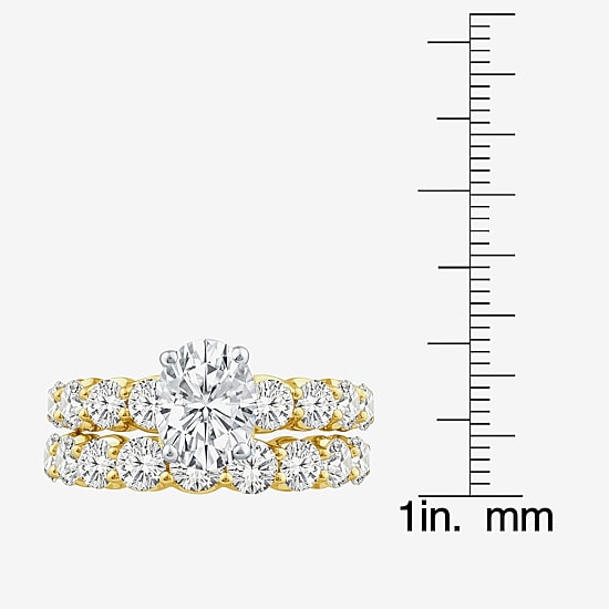 Signature By Modern Bride (G / Si1-Si2) Womens 4 CT. T.W. Lab Grown White Diamond 10K Gold Oval Side Stone Bridal Set