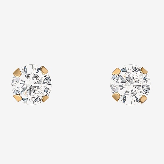 Cubic Zirconia Studs, 14K Yellow Gold 4mm