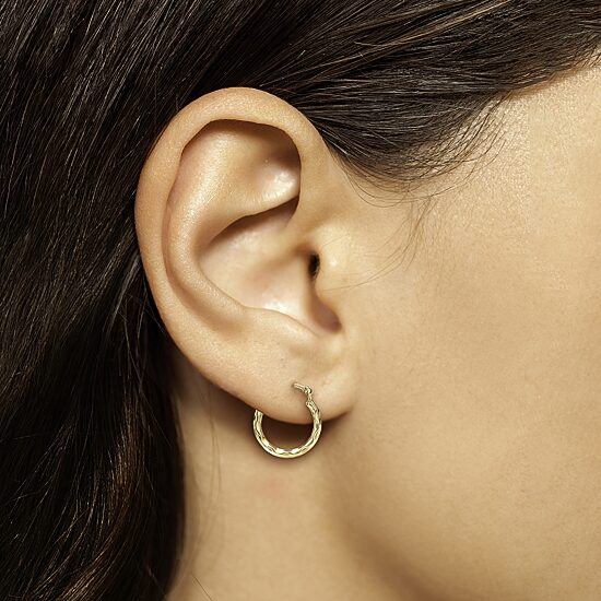 Girls 14K Gold 13.2mm Hoop Earrings