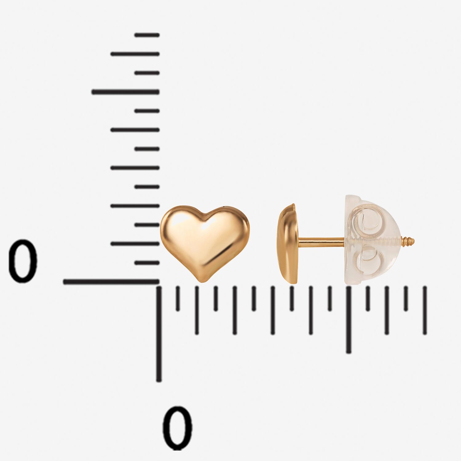 Girls 14K Gold Heart Stud Earrings