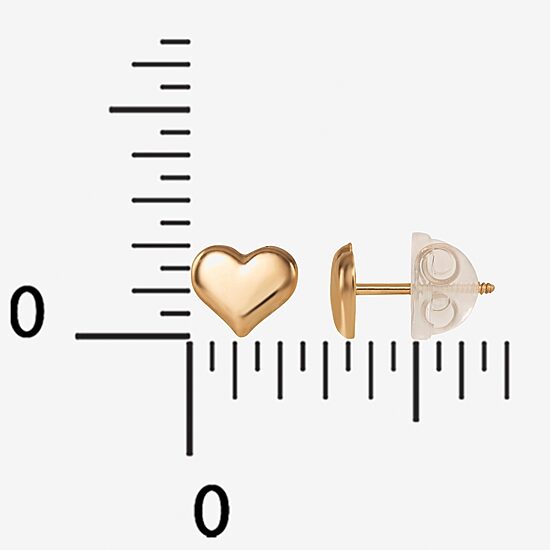 Girls 14K Gold Heart Stud Earrings