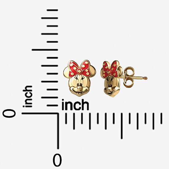 Disney Collection 14K Gold 8mm Minnie Mouse Stud Earrings