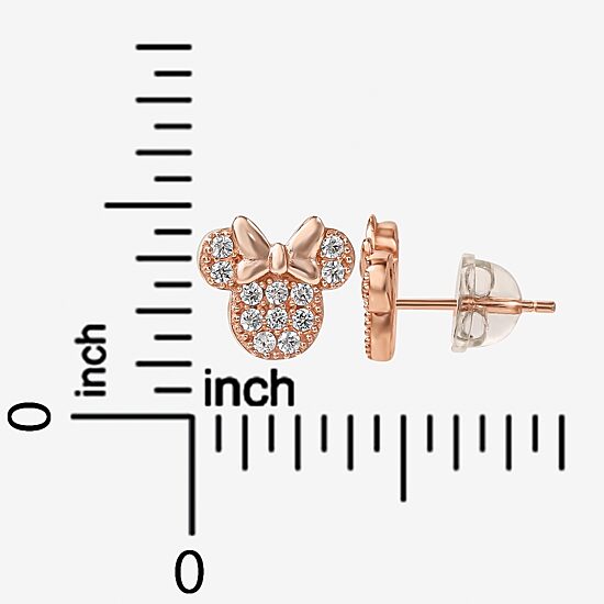 Disney Collection Cubic Zirconia 14K Gold Over Silver 8.9mm Minnie Mouse Stud Earrings