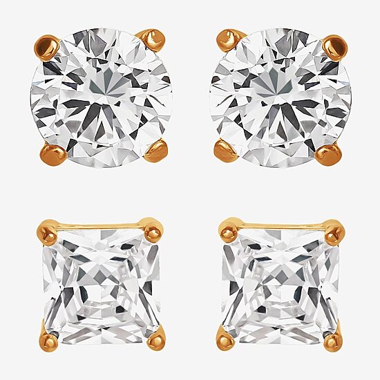 Shaquille O'Neal XLG™ Mens Lab Created Cubic Zirconia Stainless Steel 2 Pair Earring Set