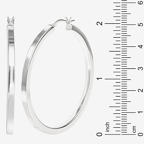 Sterling Silver 2" Square Tube Hoop Earrings