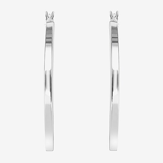 Sterling Silver 2" Square Tube Hoop Earrings