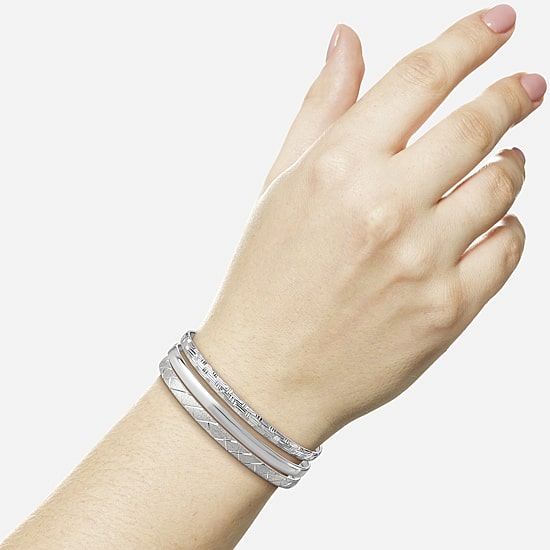 Sterling Silver Triple Bangle Bracelet Set