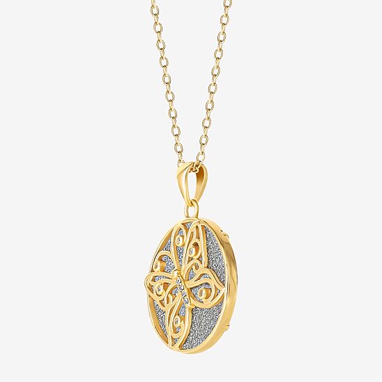 Womens White Cubic Zirconia 14K Gold Over Silver Butterfly Round 18 Inch Pendant Necklace