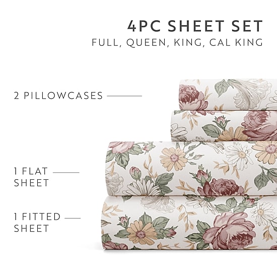 Casual Comfort Blooming Floral Patterned Sheet Set