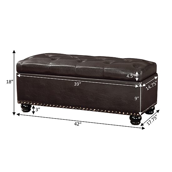 Convenience Concepts 9th Avenue Storage Tufted Nailhead Trim Bench