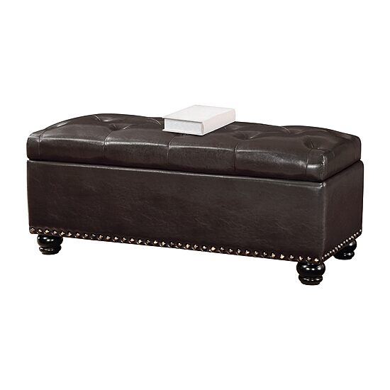 Convenience Concepts 9th Avenue Storage Tufted Nailhead Trim Bench