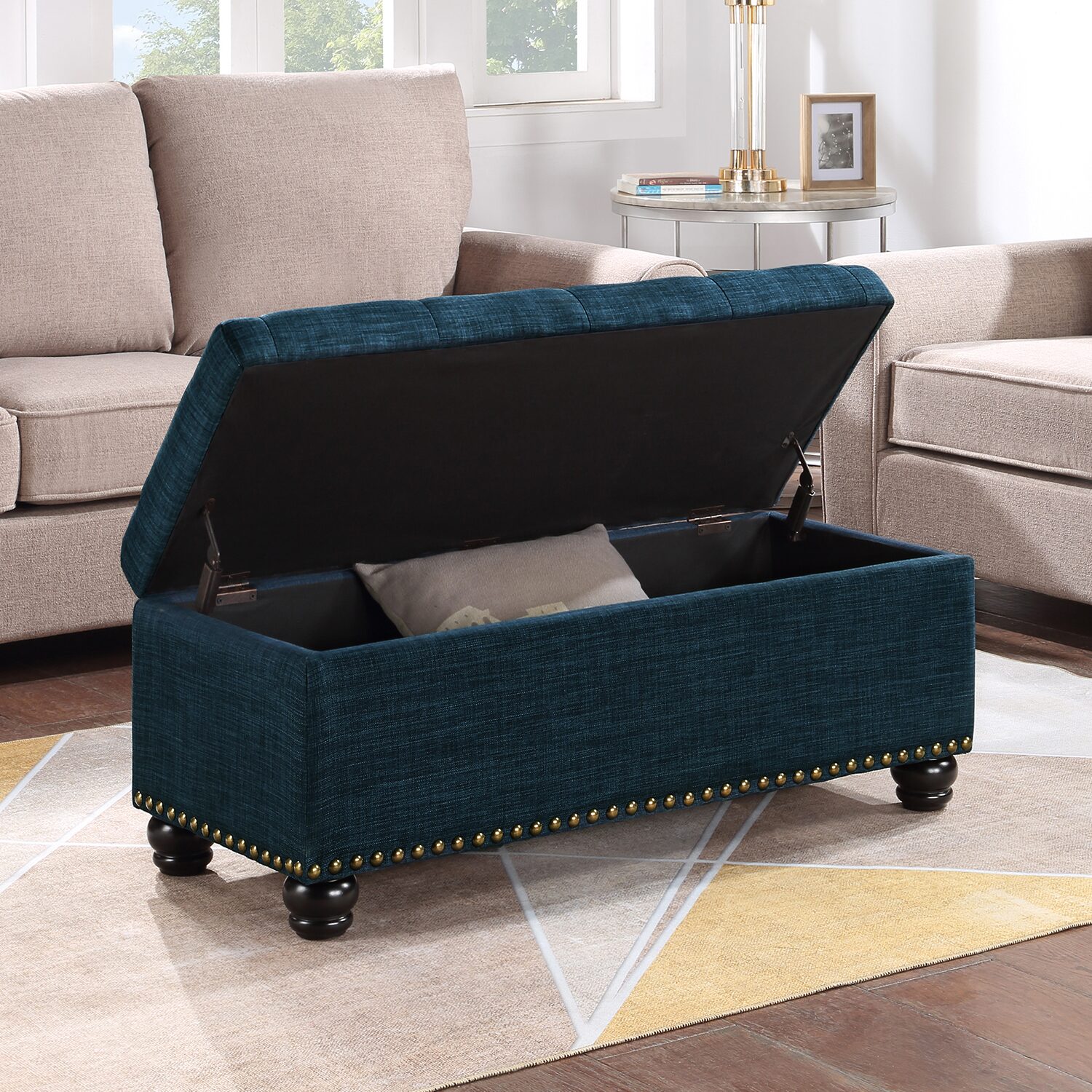 Convenience Concepts 9th Avenue Storage Tufted Nailhead Trim Bench