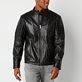 Victory Mens Leather Midweight Jacket, Color: Black - JCPenney