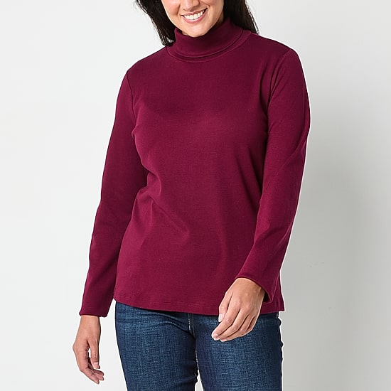 St. John's Bay Womens Turtleneck Long Sleeve T-Shirt