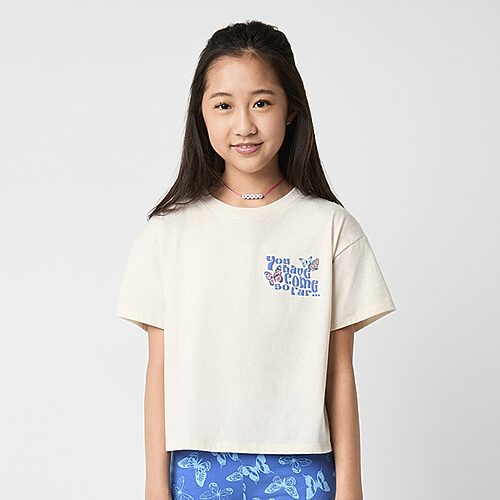 Thereabouts Little & Big Kid Girls Crew Neck Short Sleeve Boxy Fit Graphic T-Shirt, X-large (16), White