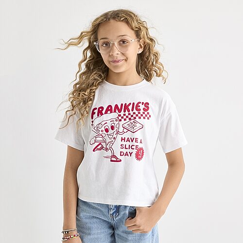 Thereabouts Little & Big Kid Girls Crew Neck Short Sleeve Boxy Fit Graphic T-Shirt, 2x-large (20.5) Plus, White