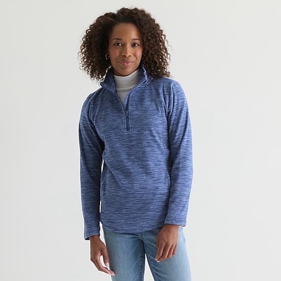 St. John's Bay Womens Tall 1/4 Zip Mock Neck Long Sleeve Polar Fleece Sweatshirt