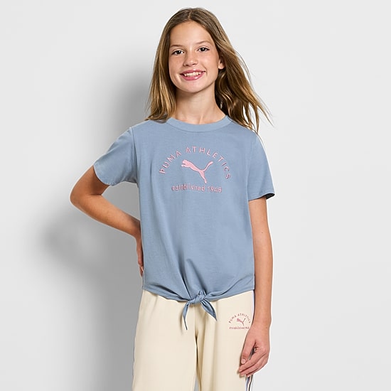 PUMA Big Kid Girls Crew Neck Short Sleeve Regular Fit Graphic T-Shirt